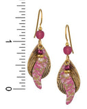 Silver Forest Disc Pink Shimmering Drop 18K Plate Earrings Ne-0570a