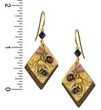 Silver Forest Rhomboid Metallic Gold-tone with Beads Dangle Earrings Ne-0723