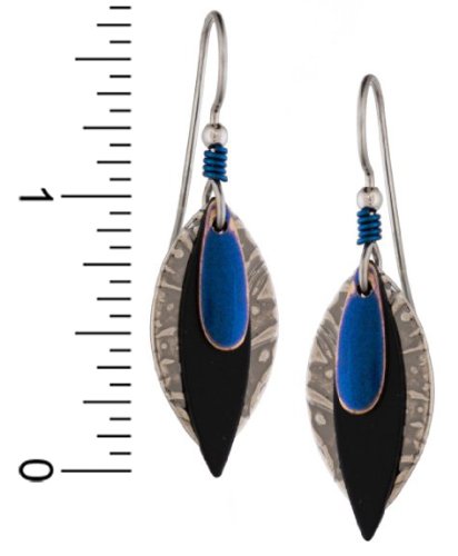 Silver Forest of Vermont Layered Black Navy Blue Drop Earrings ne-0125 Handcrafted in the USA