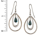 Silver Forest Of Vermont Blue Bead Oval Open dangle Earrings ne-0729 Handcrafted in the USA