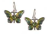 Butterfly Pendant Necklace with Enamel Inlay and Matching Earrings Set by Jewelry Nexus