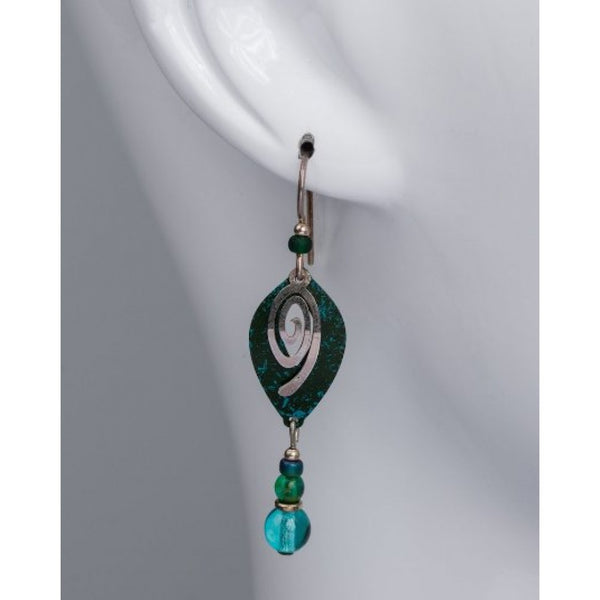 Adajio By Sienna Sky Green Spiral with Bead Drop Earrings 7216