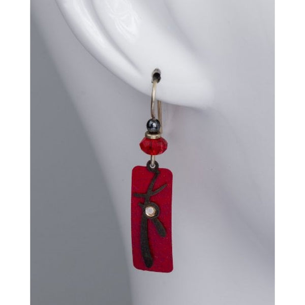 Adajio By Sienna Sky Red Silver-tone Column Overlay Earrings 7297
