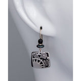 Adajio By Sienna Sky Black Square with Silver-tone Sunrise Overlay Filigree Earrings 7303