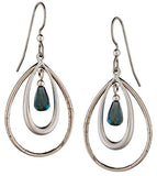 Silver Forest Of Vermont Blue Bead Oval Open dangle Earrings ne-0729 Handcrafted in the USA