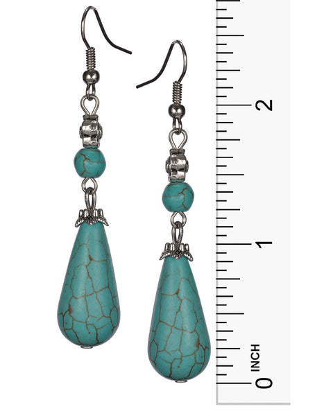 Blue Beaded Drop Earrings on a French Wire by Jewelry Nexus