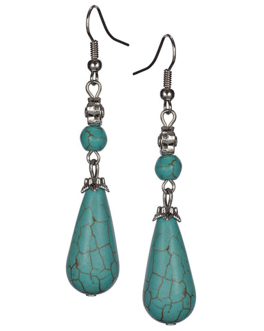 Blue Beaded Drop Earrings on a French Wire by Jewelry Nexus