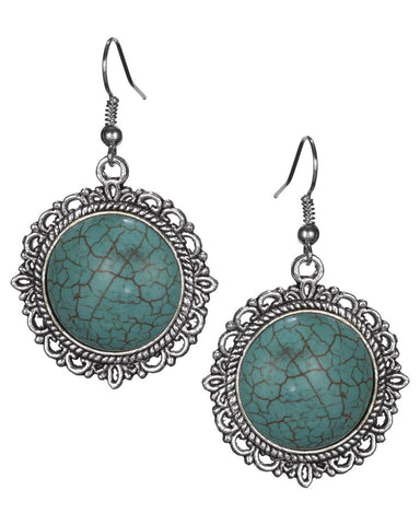 Turqouise Beaded Round Drop Earrings on a French Wire by Jewelry Nexus