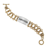Survivor Two Tone Id Toggle Hammered Bracelet by Jewelry Nexus