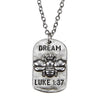 Dream Antique Nothing is Impossible with God Hammered Dog Tags Bumble Bee Luke 1:37 by Jewelry Nexus