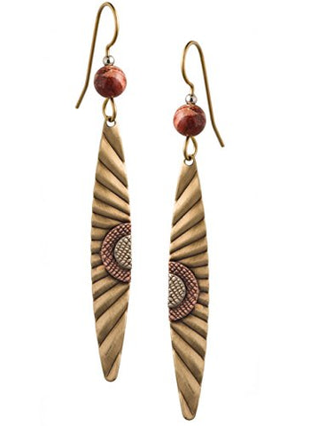 Silver Forest Antique Sunrise Dangle Gold-tone Earrings Ne-0670