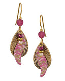 Silver Forest Disc Pink Shimmering Drop 18K Plate Earrings Ne-0570a