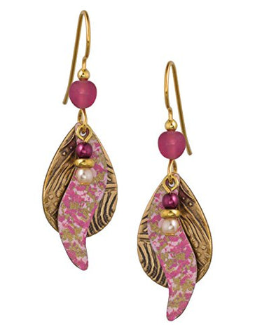 Silver Forest Disc Pink Shimmering Drop 18K Plate Earrings Ne-0570a