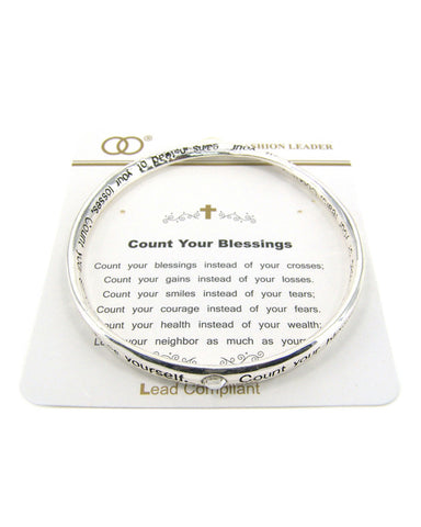 Count Your Blessings Inspirational Words Bangle Bracelet By Jewelry Nexus