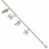 Silver-tone Highly Polished Bracelet Blue Dragonfly Green Turtle & Red Ladybug in Crystal