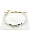 Inspirational Prayer  By His Wounds We are Healed Isaiah 53:5 Bangle Bracelet by Jewelry Nexus