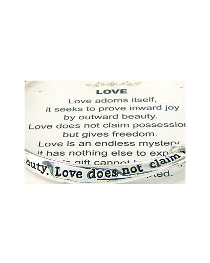 "Love Adorns itself, it seekto prove inward joy…." Love Inspirational Bracelet  - Jewelry Nexus