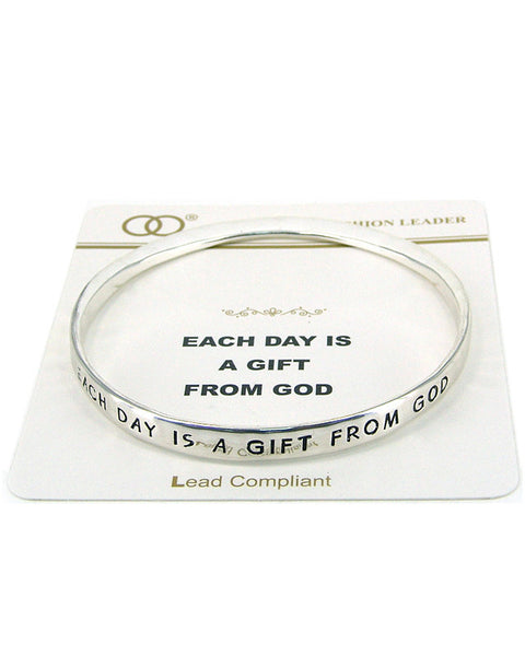 Scripture Bangle Bracelet Each Day is a Gift From God by Jewelry Nexus