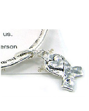 Inspirational Hammered Ribbon Heart Bangle Bracelet by Jewelry Nexus, Words by Ralph Waldo Emerson