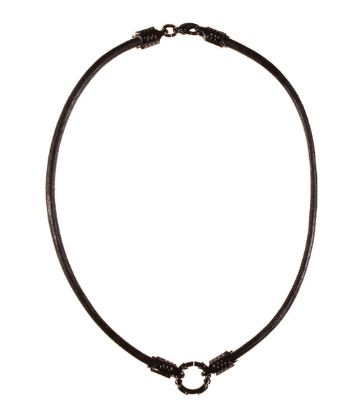 Classic Leather Necklace with Black Pewter Ends with Jump Loop for Pendants by Bico Australia