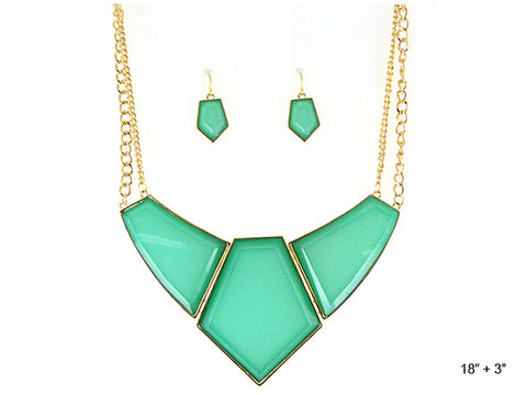 Mint Peach Tone Light Orange Designer Necklace Set with Earrings & Gold-tone Chain by Jewelry Nexus