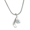 Silver-tone Highly Polished Journey Pendant Necklace with a Crystal by Jewelry Nexus