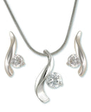 Silver-tone Highly Polished Journey Pendant Necklace with a Crystal by Jewelry Nexus