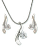 Silver-tone Highly Polished Journey Pendant Necklace with a Crystal by Jewelry Nexus