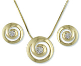 Gold-tone Circle Swirl Infinity Pendant with a Large Round Crystal Necklace by Jewelry Nexus