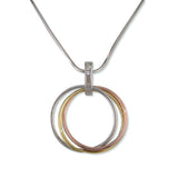 Silver-tone & Gold-tone Highly Polished Circle Infinity Pendant Necklace by Jewelry Nexus