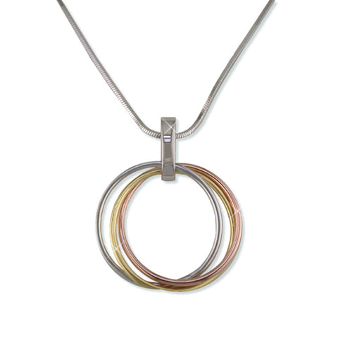 Silver-tone & Gold-tone Highly Polished Circle Infinity Pendant Necklace by Jewelry Nexus