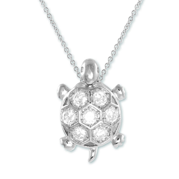 Turtle Pendant Necklace with 7 Crystals by Jewelry Nexus