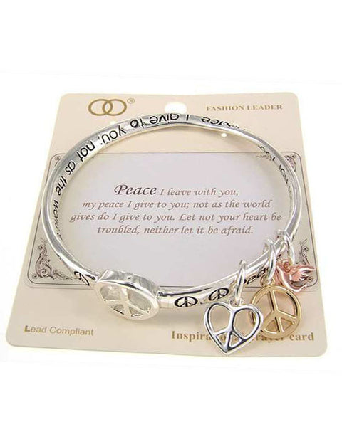 Peace Inspirational Bangle Bracelet My Peace I give to you, Let your heart be not afraid.