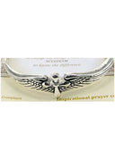 The Serenity Prayer Engraved Angel Wing with Cross Charm Twist Bangle Bracelet - Jewelry Nexus