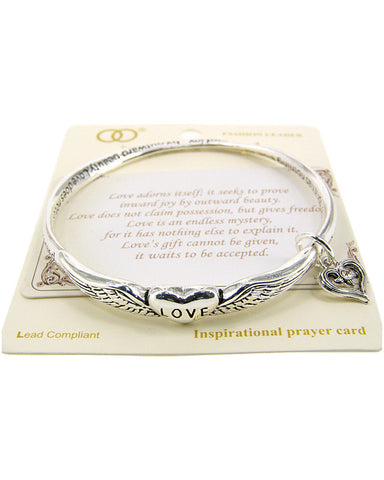 Inspirational Cross with Prayer Engraved Swarovski Elements Stretch Bracelet  - Jewelry Nexus