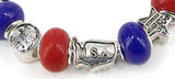 Silver-tone American Flag Map of U.S.A Bald Eagle Red White Blue Star Uncle Sam Theme Bracelet