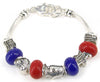 Silver-tone American Flag Map of U.S.A Bald Eagle Red White Blue Star Uncle Sam Theme Bracelet