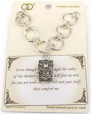 Inspirational Religious - Psalms 23:4  Filigree Magnetic Box Prayer Message Toggle Bracelet