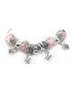 Love your Sister Pink Bead Charm Bracelet with Dangling Hearts by Jewelry Nexus