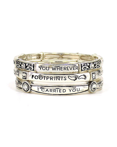 "Footprints in the Sand.." Matthew 8:19 Inspirational Religious Stretch Bracelet - Jewelry Nexus