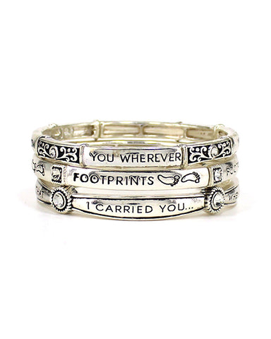 Sisters Inspired Stretch Bracelet with Prayer Scroll Inside a Textured Square box - Jewelry Nexus