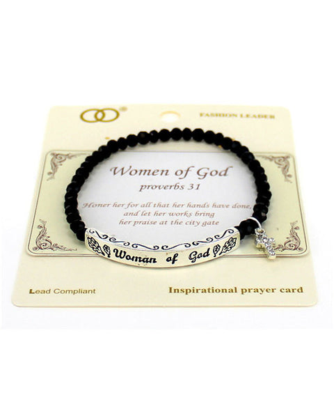 Women Of God, Proverbs 31 Inspirational Stretch Bracelet  - Jewelry Nexus