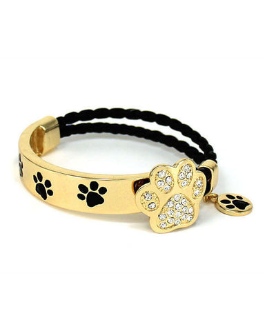 Dog Paw Charm Swarovski Elements Double Strand Bracelet "Don’t forget the puppies" by Jewelry Nexus