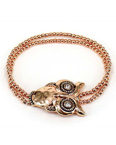 Hammered Owl Double Strande Stretch Bead Bracelet by Jewelry Nexus