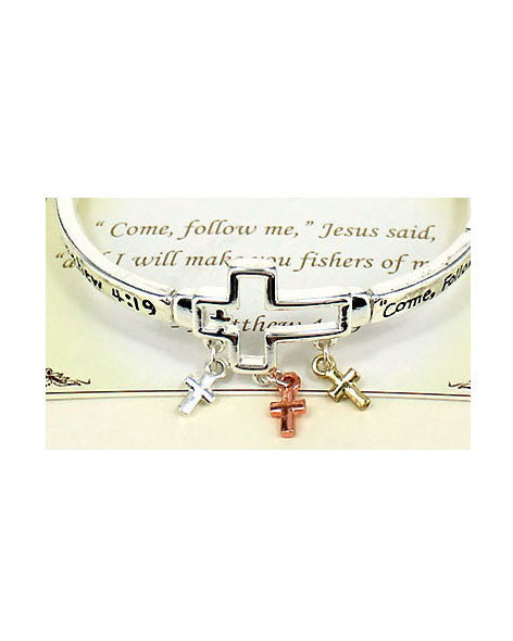"Come, Follow me," Jesus said & I will…" Matthew 4:19 Inspirational Stretch Bracelet - Jewelry Nexus