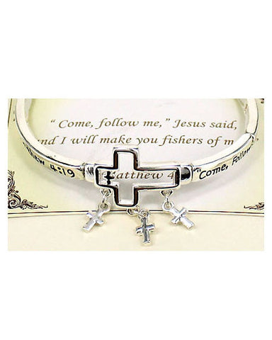 "Come, Follow me," Jesus said & I will…" Matthew 4:19 Inspirational Stretch Bracelet - Jewelry Nexus