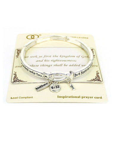 Inspirational Charm Matthew 6:33 Stretch Bracelet But seek ye first the kingdom of.by Jewelry Nexus