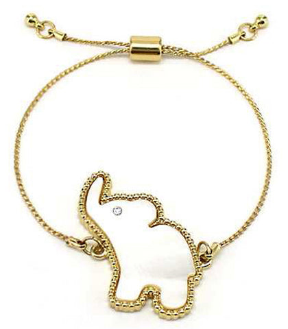 Elephant Shell with Crystal Elements Sliding Knot Adjustable Bracelet by Jewelry Nexus