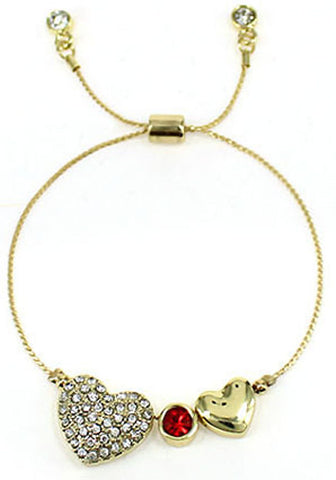 Crystal encrusted Heart Love Crystal Element Sliding Knot Adjustable Bracelet Jewelry Nexus