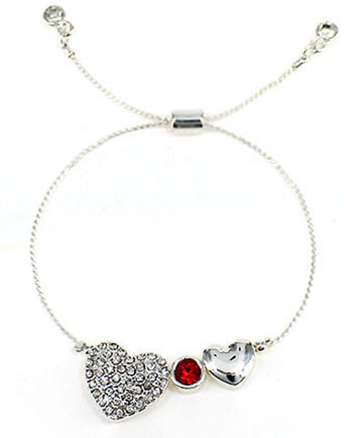 Crystal encrusted Heart Love Crystal Element Sliding Knot Adjustable Bracelet Jewelry Nexus